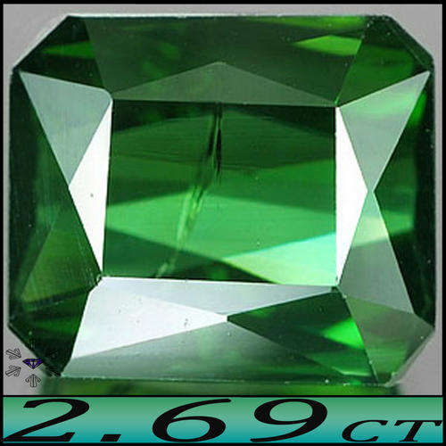 2.69CT NATURAL TOURMALINE [VS] ~ LEAF GREEN LUSTROUS SQUARE OCTAGON GEMSTONE.