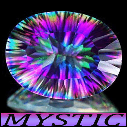 24.85CT STUNNING VIVACIOUS VIVID MYSTIC RAINBOW QUARTZ, A FIRE GREEN CONCAVE POLISHED OVAL.