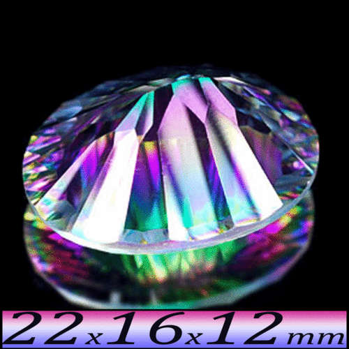MYSTIC RAINBOW QUARTZ VIVID RED AND PURPLE FIRE GREEN CONCAVE POLISHED OVAL.