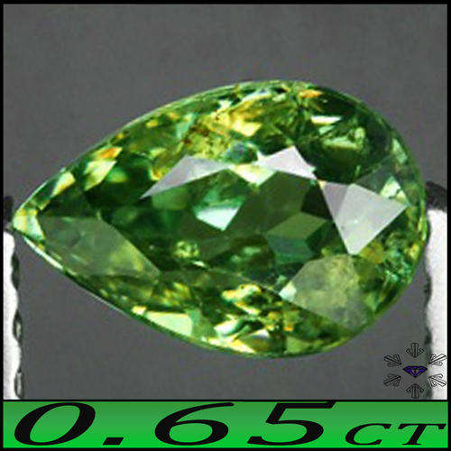0.65 CT DEMANTOID GARNET [SI] ~ A GREEN PORTUGUESE PEAR GEMSTONE WITH AWESOME YELLOW SPARKLING FIRE!