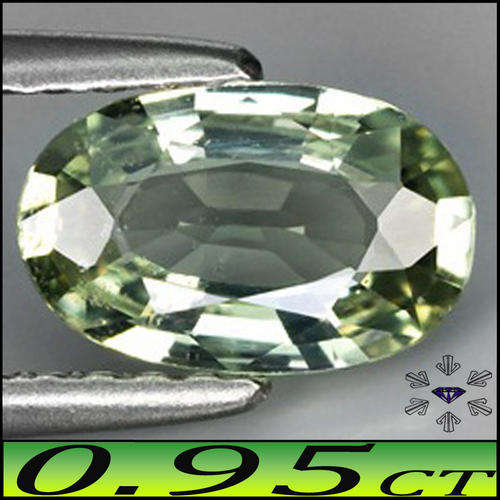 0.95CT LIGHT YELLOWISH GREEN SAPPHIRE UNHEATED OVAL POLISHED AFRICAN GEMSTONE.