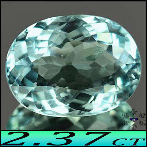 2.37CT NATURAL UNTREATED AQUAMARINE [VVS] ~ LIGHT BLUE LUSTREOUS MULTI FACETED OVAL GEM.