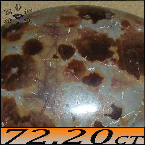 85.50CT NATURAL BROWN GREY CORAL AGATE, AN OPAQUE OVAL CABOCHON POLISHED GEMSTONE.