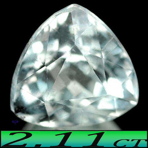 2.11CT NATURAL AQUAMARINE [VS] ~ LUSTREOUS PAKISTANI LIGHT GREENISH TRILLIANT POLISHED GEMSTONE.