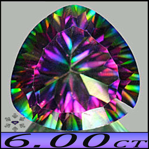 6.00CT VIVID TRILLIANT MYSTIC RAINBOW QUARTZ [VVS] ~ RED AND PURPLE FIRE GREEN GEMSTONE..