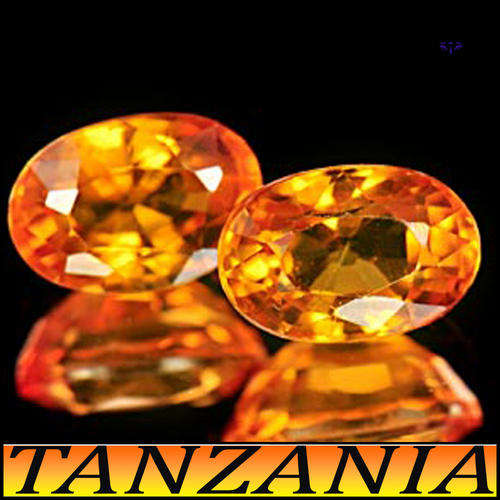 1.23CT SONGEA SAPPHIRE GEMS [VS] TWO ORANGE NATURAL CLEAN PRECISION OVALS