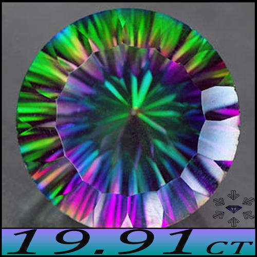 19.91CT VIVID RAINBOW MYSTIC QUARTZ [IF] ~ VERY CATCHY ROUND RED AND PURPLE WITH BLUE GREEN FIRE.