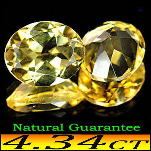 4.34CT MATCHING PAIR OF CITRINE [VVS] ~ NATURAL UNHEATED OVAL BRAZILIAN GEMSTONES