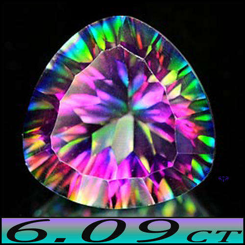6.09CT FIRE GREEN MYSTIC QUARTZ ~ FLAWLESS TRILLIANT POLISHED GEMSTONE.