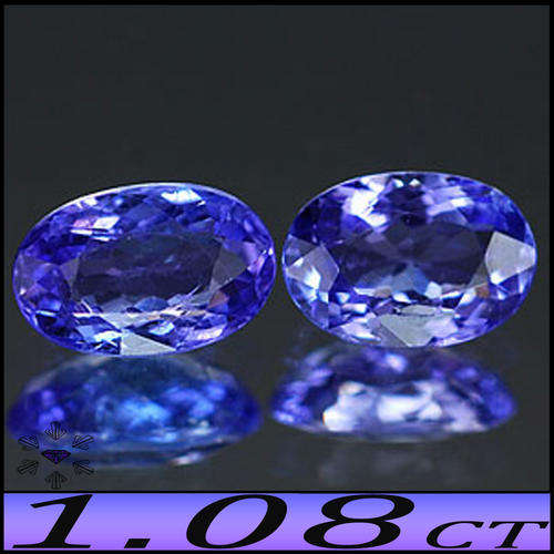 1.08CT NATURAL PRECISION FINISHED TANZANITE [VS] ~ PAIR OF TWO VIOLET BLUE OVAL GEMSTONES