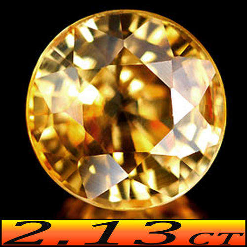 2.13CT UNHEATED CAMBODIAN ZIRCON [VS] BRILLIANT VIVID YELLOW ROUND