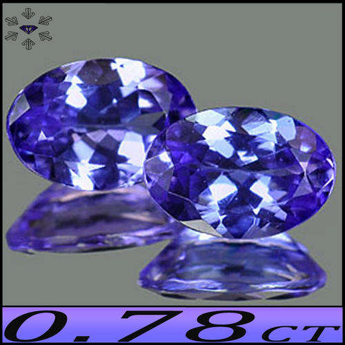 0.78CT NATURAL TANZANITE PAIR [VS] ~ VIVID VIOLET GEM BLUE PERFECTLY POLISHED OVAL GEMS