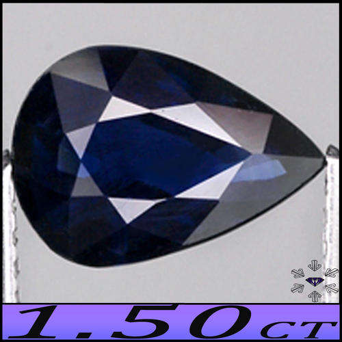 1.50CT ROYAL NAVY BLUE SAPPHIRE ~  UNHEATED EYE CLEAN MASTERFUL POLISHED NATURAL PEAR GEM