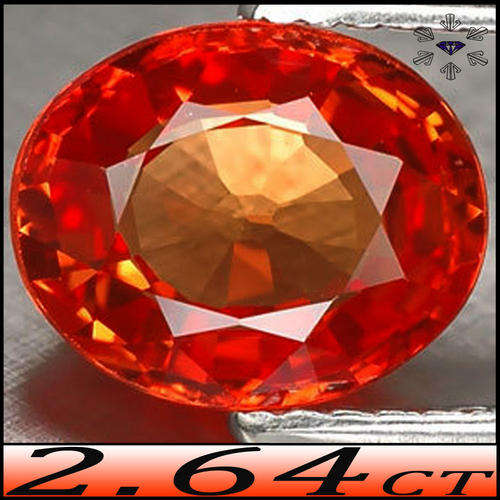2.64CT LAB GROWN CHATHAM SAPPHIRE SYNTHETIC [VVS] ~ SONGEA ORANGE COLOUR BRILLIANT OVAL