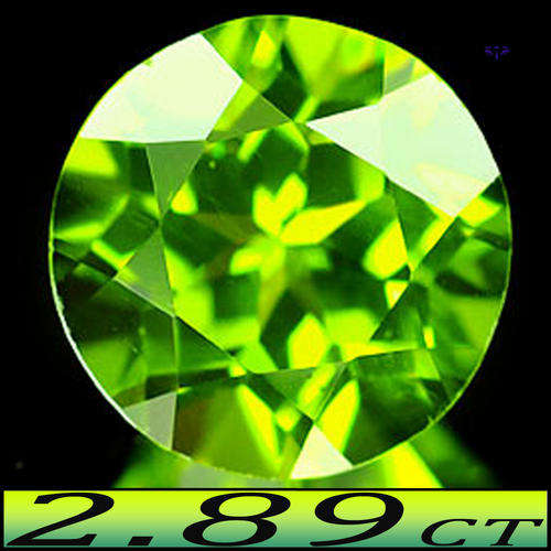 2.89ct NATURAL PERIDOT [VVS] ~ BRIGHT GEM GREEN BURMESE BRILLIANT ROUND