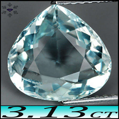 3.13CT LIGHT BLUE AQUAMARINE ~ UNHEATED 100% NATURAL PORTUGUESE FACETED PEAR