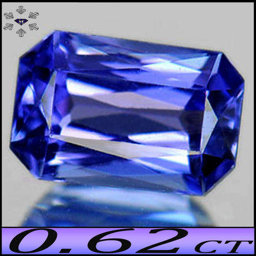 0.62ct FLAWLESS VIOLETISH VIVID BLUE TANZANITE [IF] ~ PRISTINE SCISSOR OCTAGON WITH VIOLET FIRE