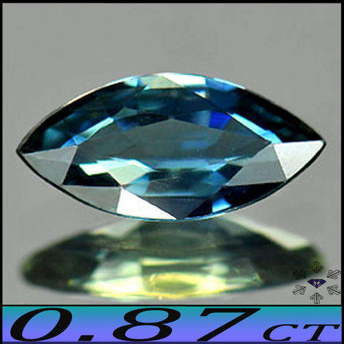 0.87CT CLEAN THAILAND SAPPHIRE [VVS] PERFECT GREENISH DEEP BLUE MARQUISE GEMSTONE