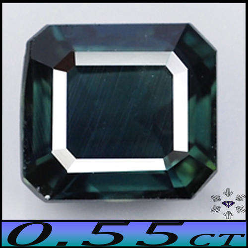 0.55ct Stunning Square Ascher Sapphire - VVS - Top Rich Greenish Blue Stepped Gem