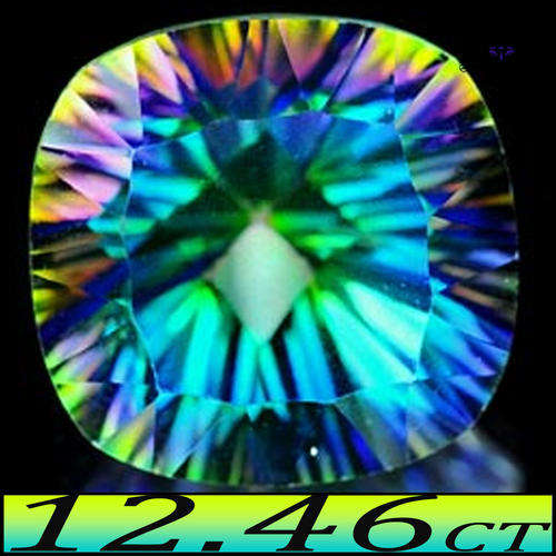 12.46ct GEM MYSTIC QUIP QUARTZ [VVS] ~ SMACKING FANCY CONCAVE CUSHION GEM
