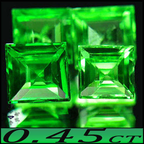 0.45CT VIVID GREEN TSAVORITE GARNETS [VVS] STUNNING TANZANIA PRINCESS PAIR