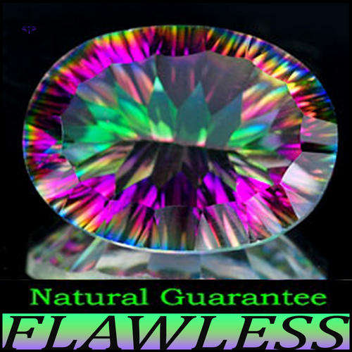 20.13CT MYSTIC GREEN QUARTZ [VVS] TANTALIZING INTENSE FIRE IN A CONCAVE OVAL