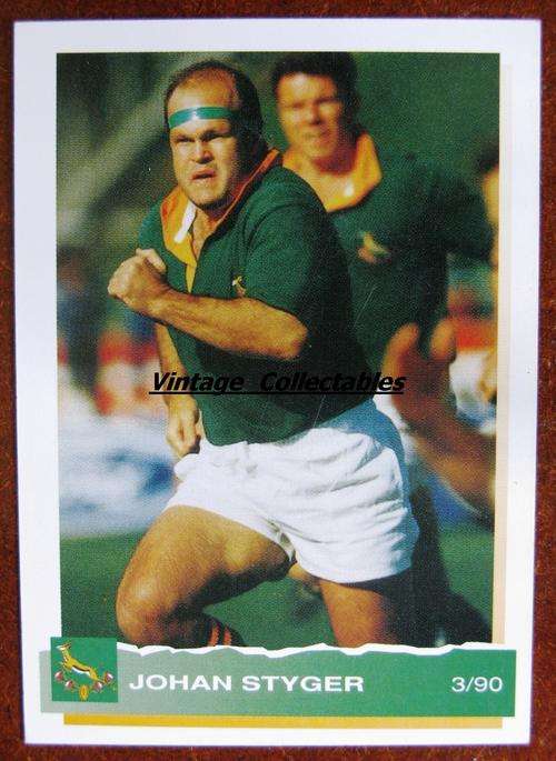 SPRINGBOKS 1994 Rugby Card - JOHAN STYGER - 3/90