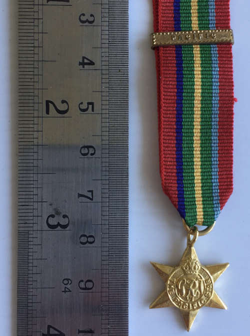 Pacific Star Miniature Medal with ribbon and bar