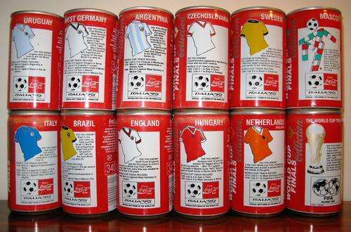 COCA COLA *ITALIA '90* Complete Soccer World Cup 12 Can Set SOUTH AFRICA  **VERY RARE**