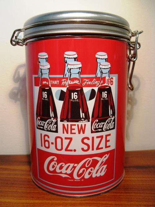 Coca Cola 16cm tall tin storage box 2008 NEW