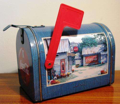COCA COLA -  Mail Box shaped tin box marked 1999