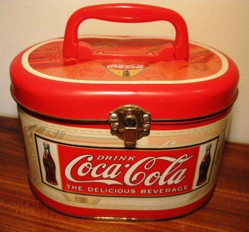 COCA COLA Box Storage Tin - 1990s - lid slightly dented but overall good. 18cm x 13cm x 12cm