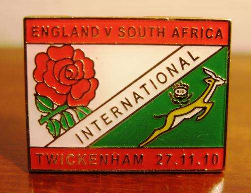 England v South Africa - International Twickenham 27 11 10 - Special Rugby Match Pin Badge