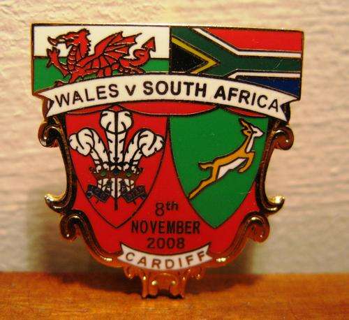 Wales v South Africa - 8 Nov 2008 Cardiff - Rugby match pin badge
