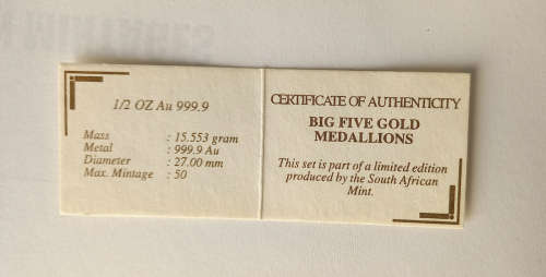 BIG FIVE Gold Medallion Set