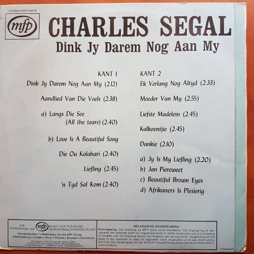 CHARLES SEGAL ~ DINK JY DAREM NOG AAN MY
