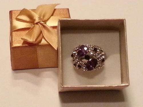 Purple & Diamond Detailed Designer Ring