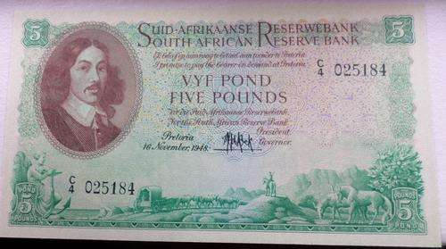 MH de Kock 5 Pound, 100% unc note. Pic 95, A/E legend