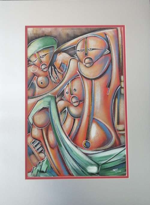 A VERY UNIQUE ABSTRACT ON CANVAS SIGNED S M. VERY NICE!!