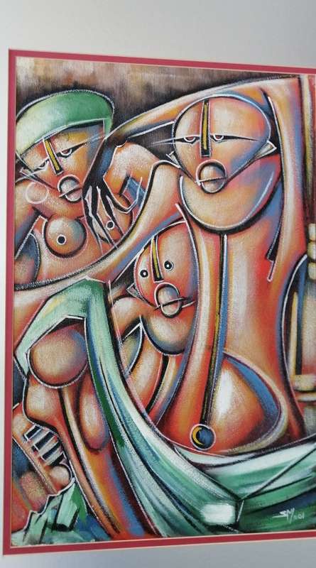 A VERY UNIQUE ABSTRACT ON CANVAS SIGNED S M. VERY NICE!!