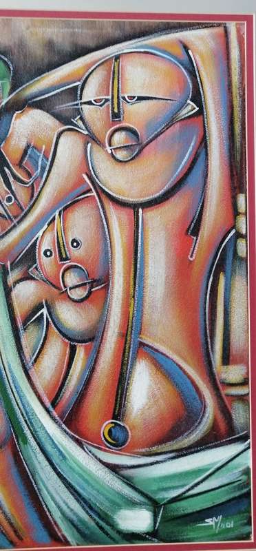 A VERY UNIQUE ABSTRACT ON CANVAS SIGNED S M. VERY NICE!!