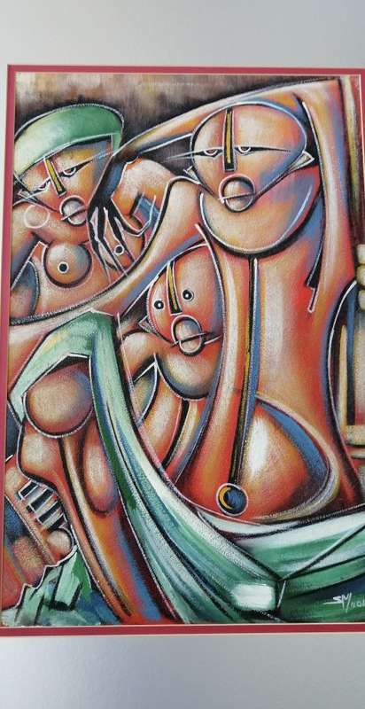 A VERY UNIQUE ABSTRACT ON CANVAS SIGNED S M. VERY NICE!!