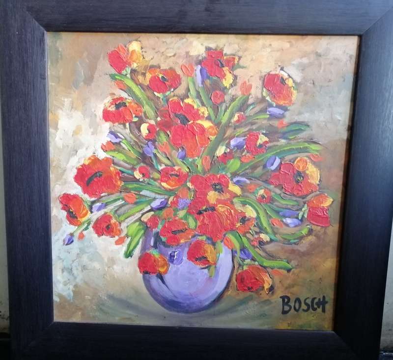 Nicely framed. Oils on canvas signed Bosch