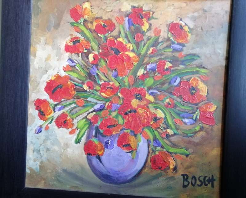 Nicely framed. Oils on canvas signed Bosch