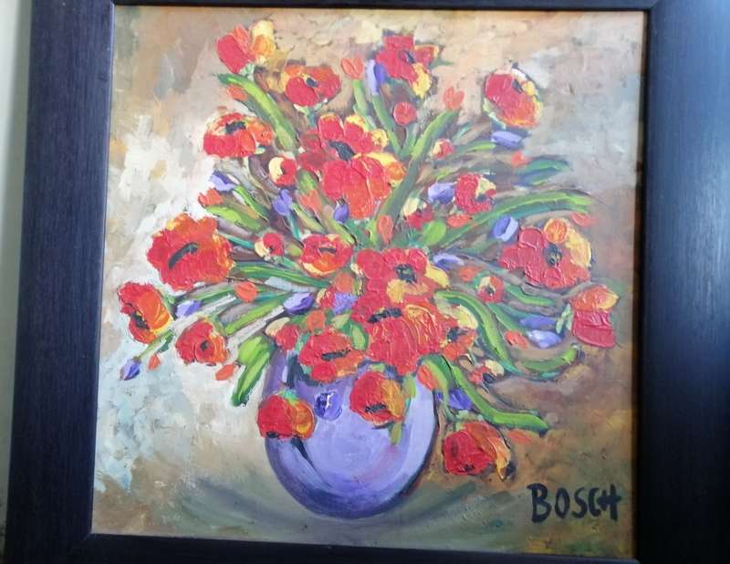 Nicely framed. Oils on canvas signed Bosch