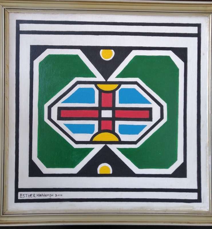 Acrylic on board signed Esther mahlangu