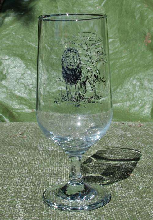 KRUGER PARK STEM GLASS LION - VERY RARE