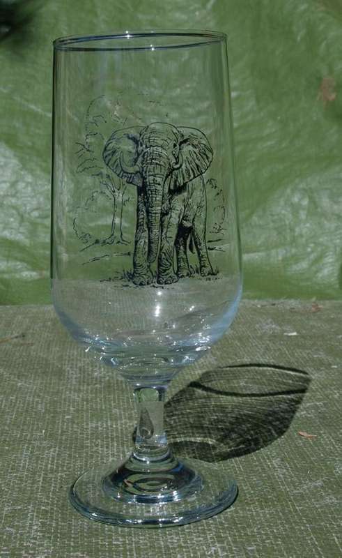 KRUGER PARK STEM GLASS ELEPHANT - VERY RARE