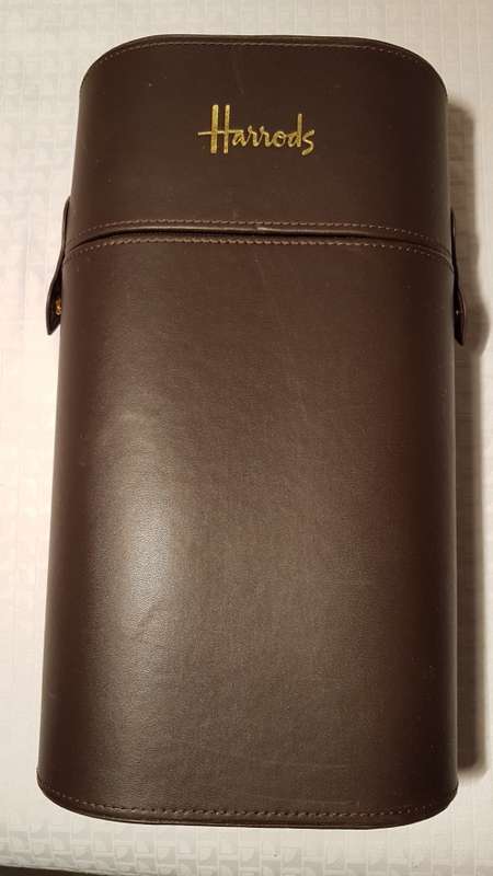 Harrods two bottle faux-leather wine/champagne bottle holder