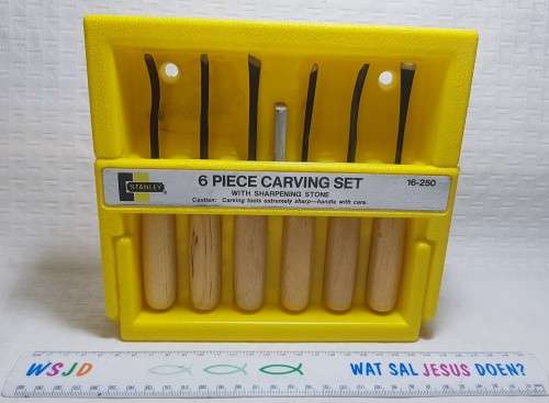 Stanley 6 piece carving set with sharpening stone (16-250)!